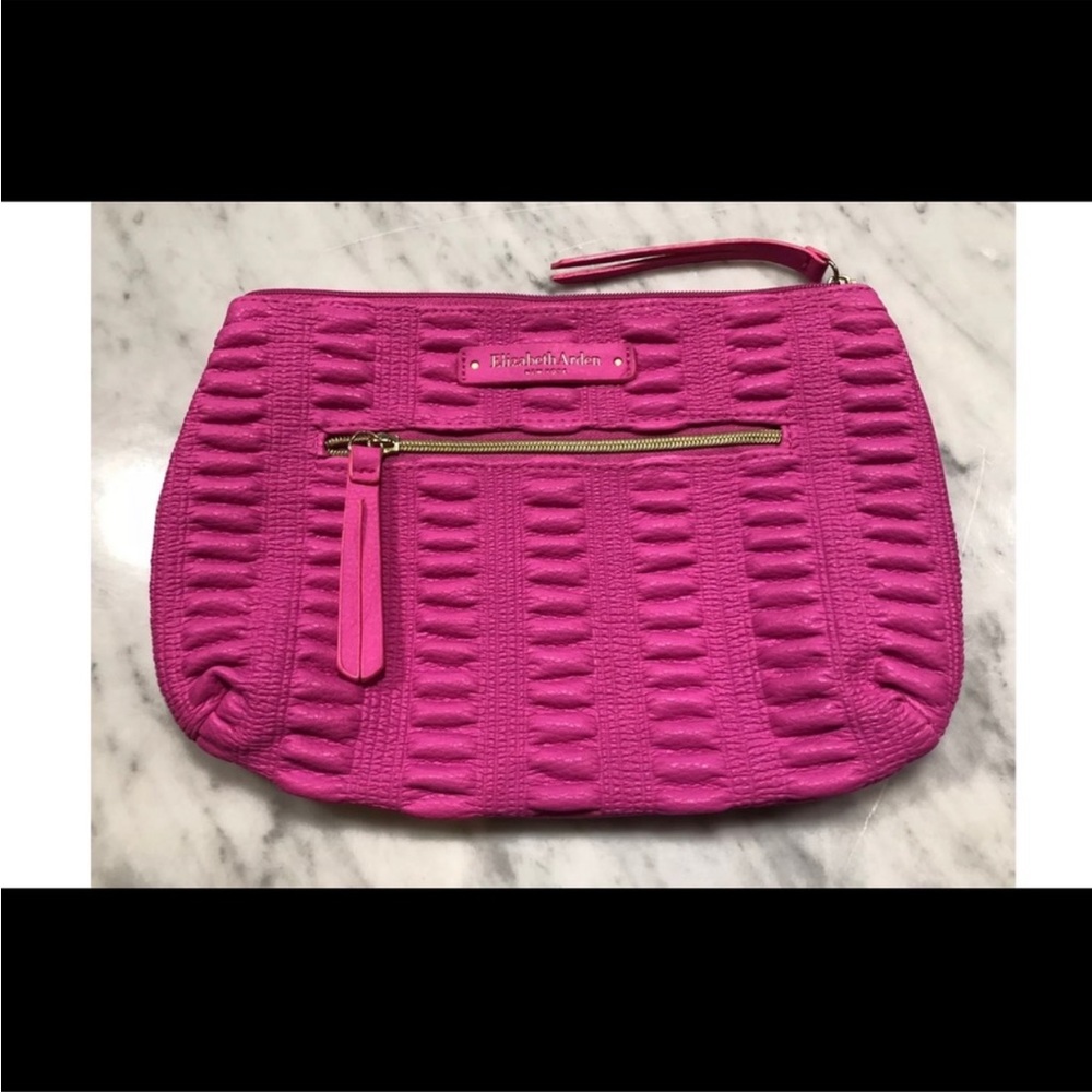 [FREE item]  Elizabeth Arden New York Hot Pink Cosmetic Pouch Faux